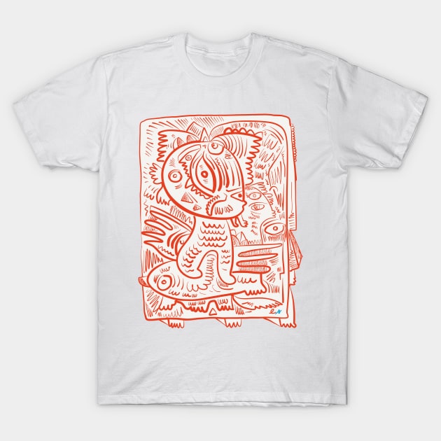 Red Graffiti Street Art Creature Mystic T-Shirt by signorino